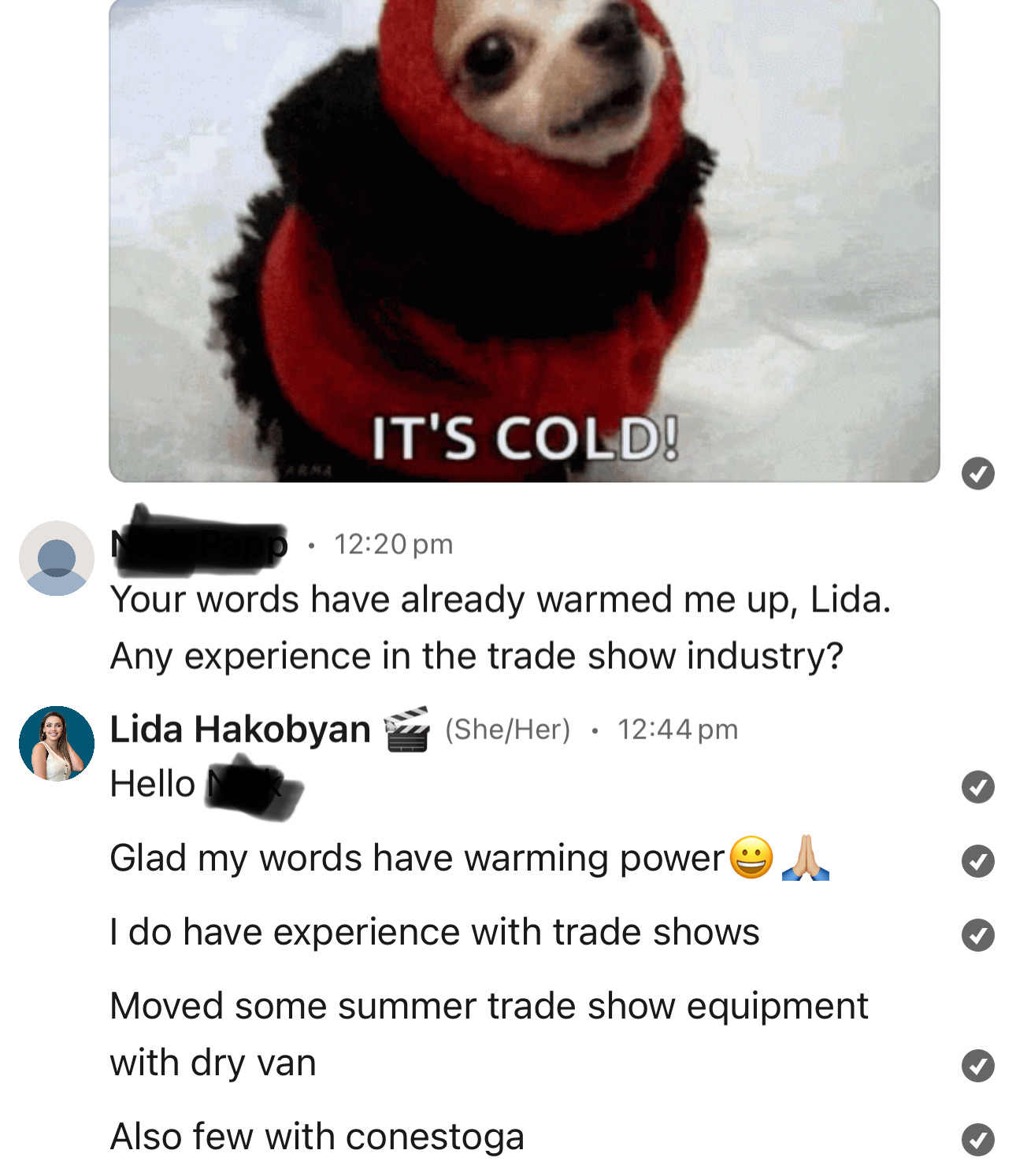 Real shipper conversation with Lida