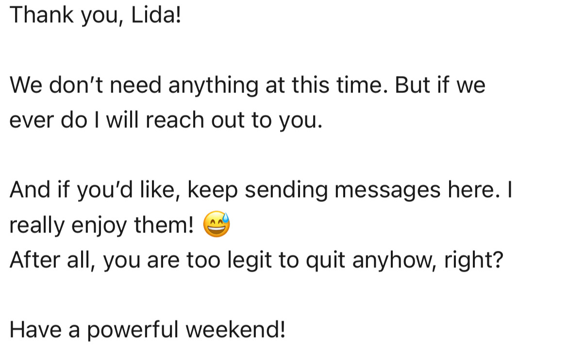 Real shipper conversation with Lida